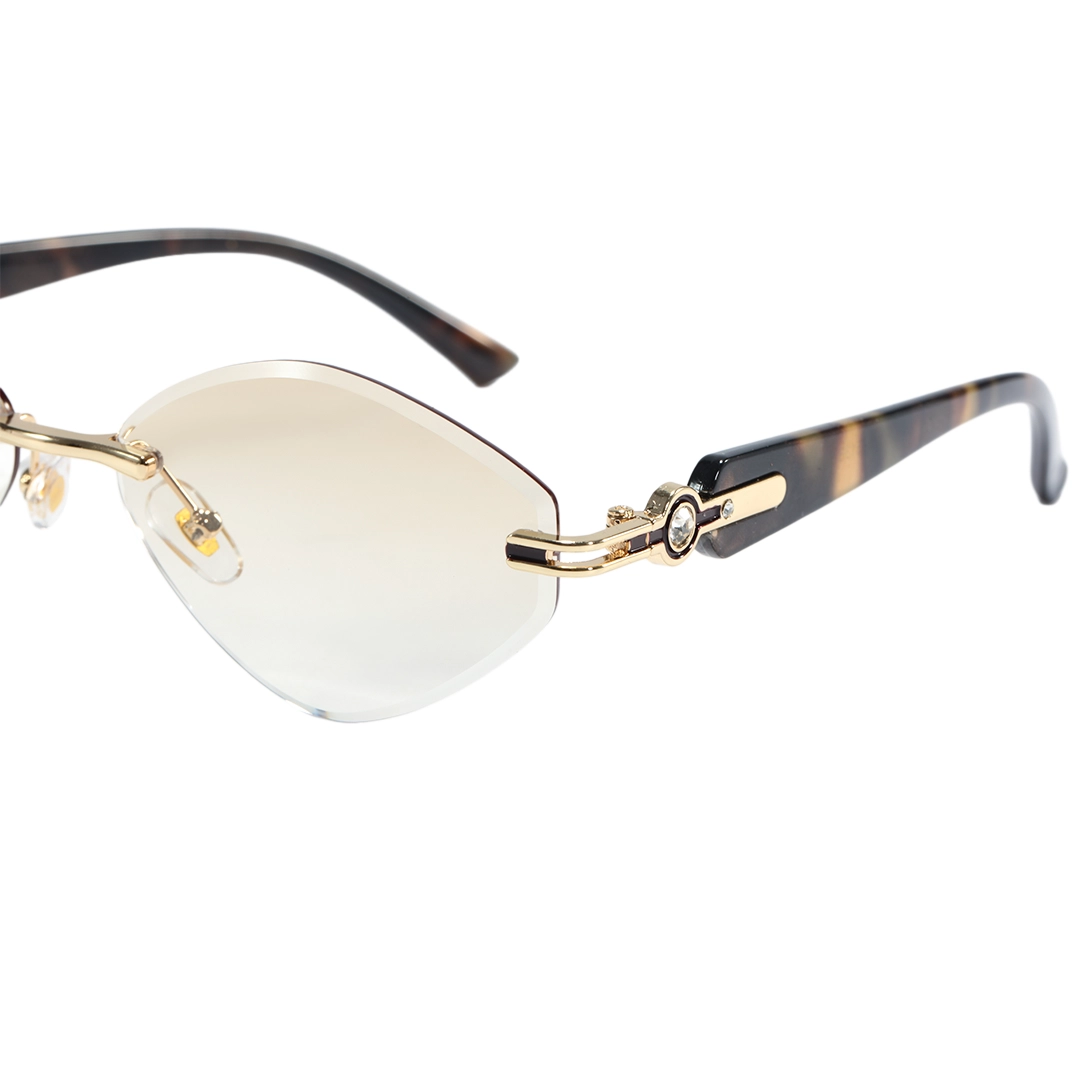 End piece detail of Ayla geometric pc sunglasses GP0102604 in tortoise