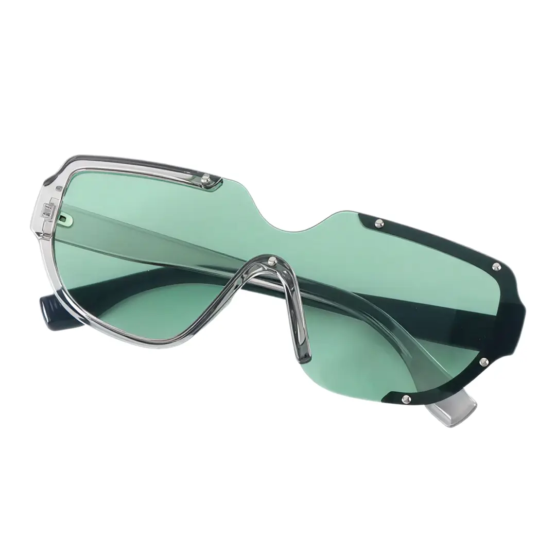 Front folded view of Bake fashion geometric pc sunglasses GP0202302 in green