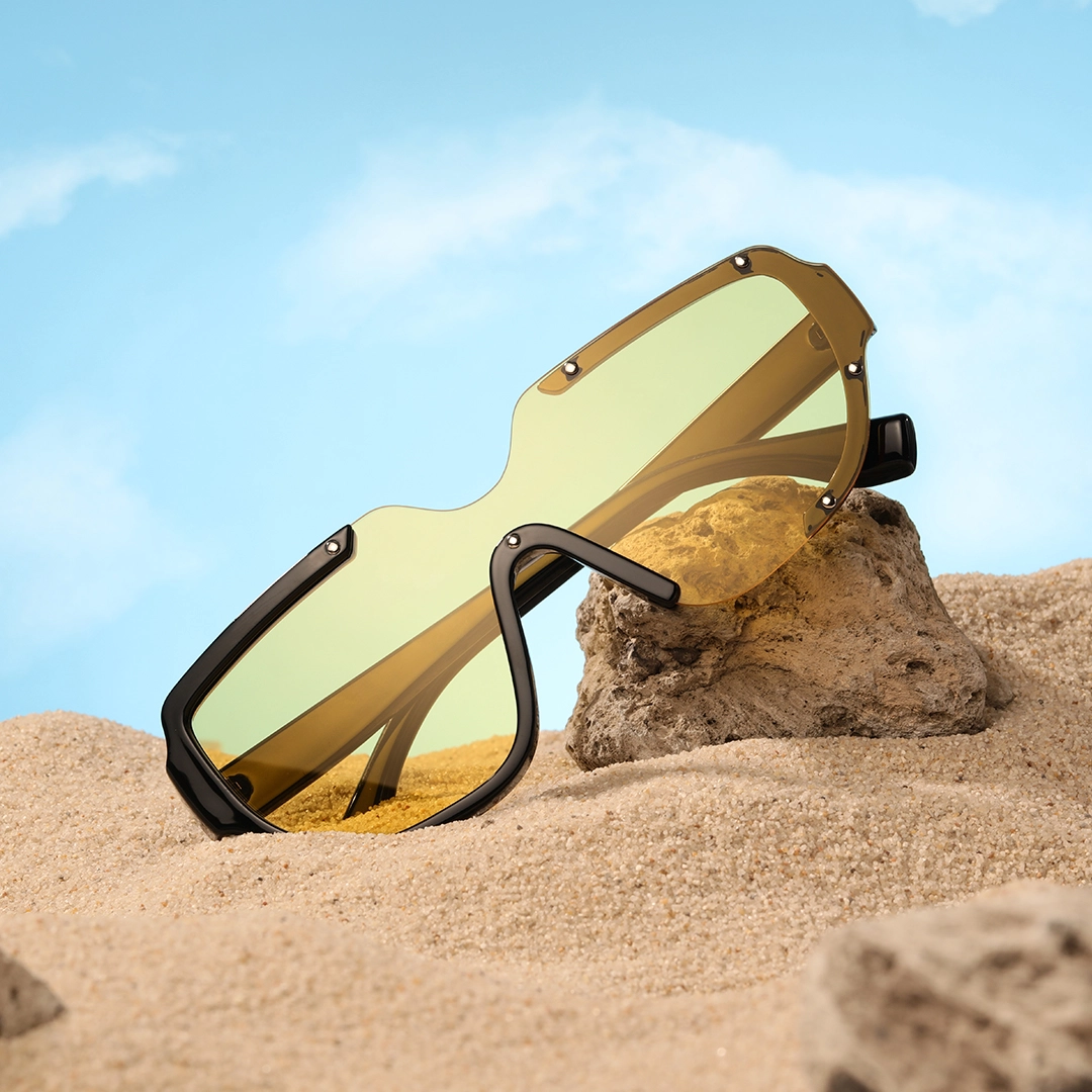 Scene view of Bake fashion geometric pc sunglasses GP0202302 in yellow
