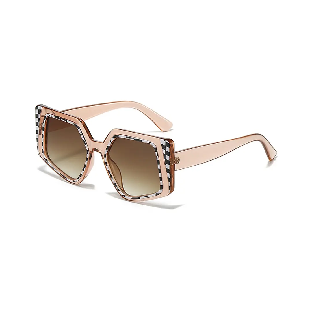 Angle view of Miley fashion geometric pc sunglasses GP0222507 in brown