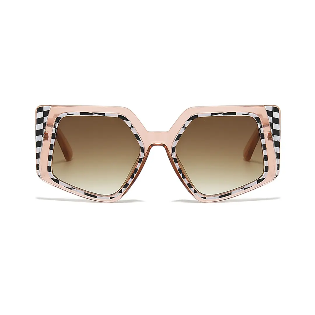Front view of Miley fashion geometric pc sunglasses GP0222507 in brown