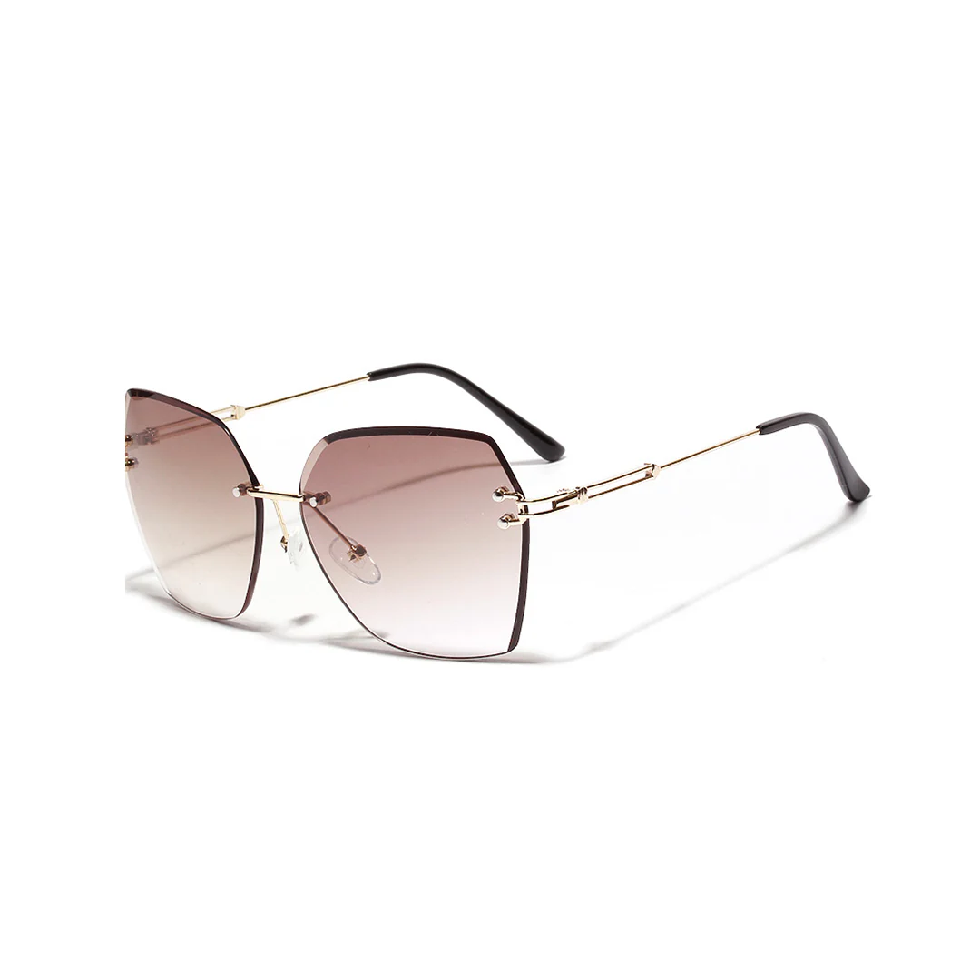 Angle view of Tara geometric metal sunglasses GX0082505 in brown