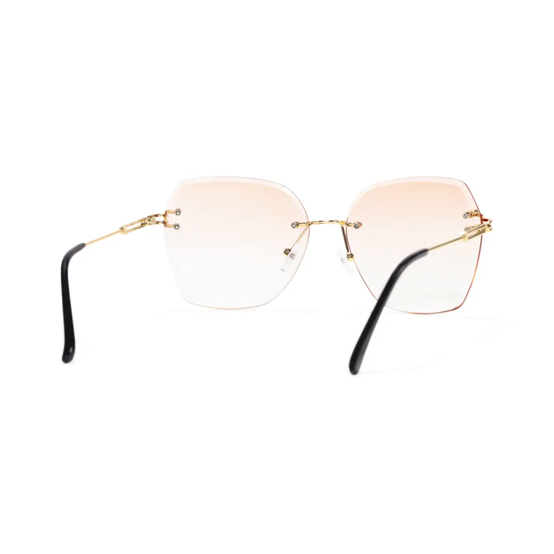 Back view of Tara geometric metal sunglasses GX0082505 in brown