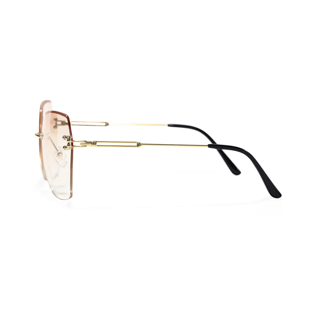 Side view of Tara geometric metal sunglasses GX0082505 in brown