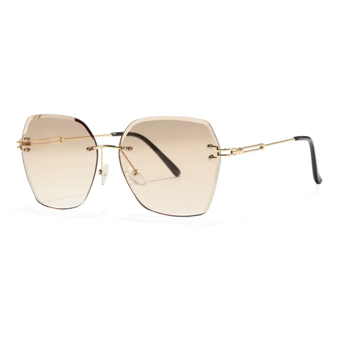 Angle view of Tara fashion geometric metal sunglasses GX0082505 in brown