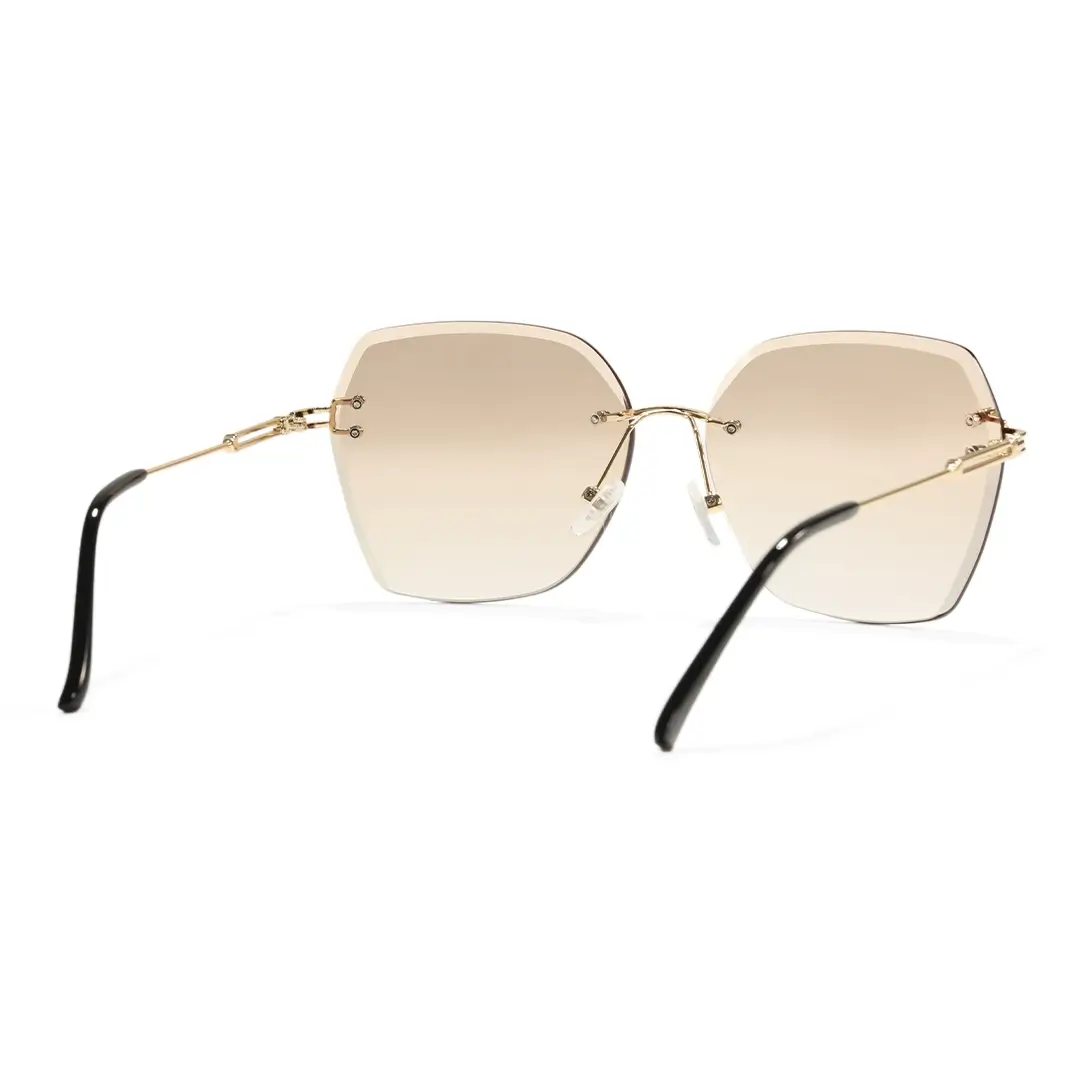 Back view of Tara fashion geometric metal sunglasses GX0082505 in brown