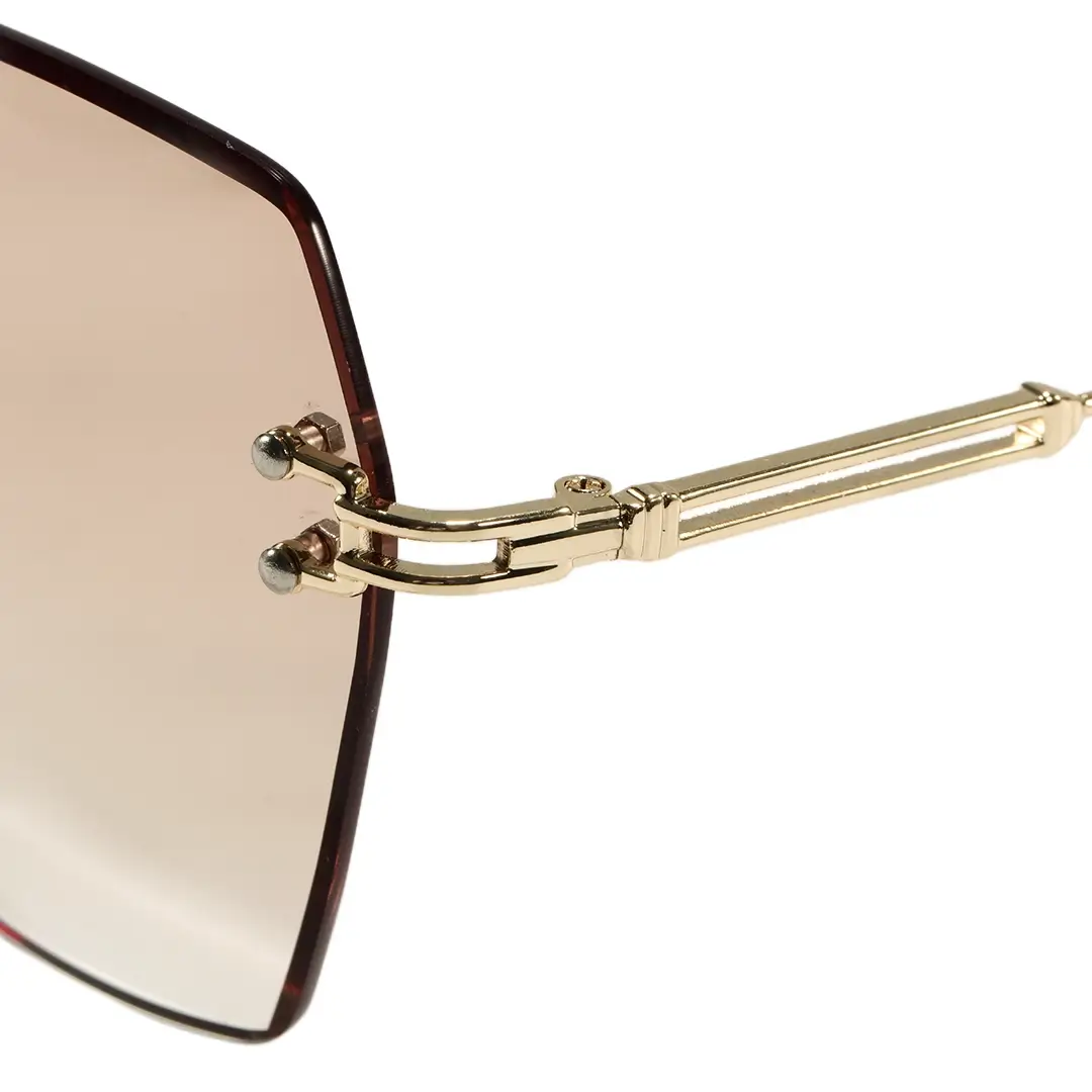 End piece detail of Tara fashion geometric metal sunglasses GX0082505 in brown