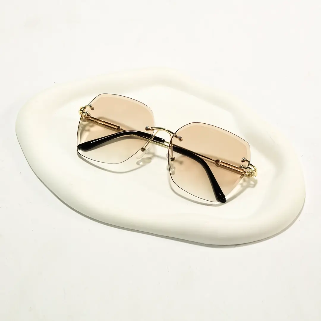 Scene view of Tara fashion geometric metal sunglasses GX0082505 in brown