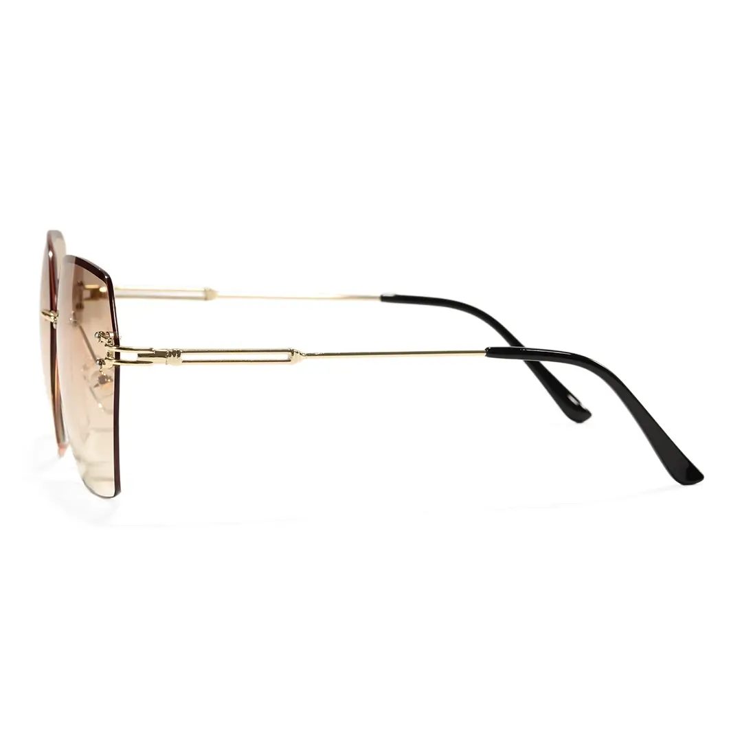 Side view of Tara fashion geometric metal sunglasses GX0082505 in brown