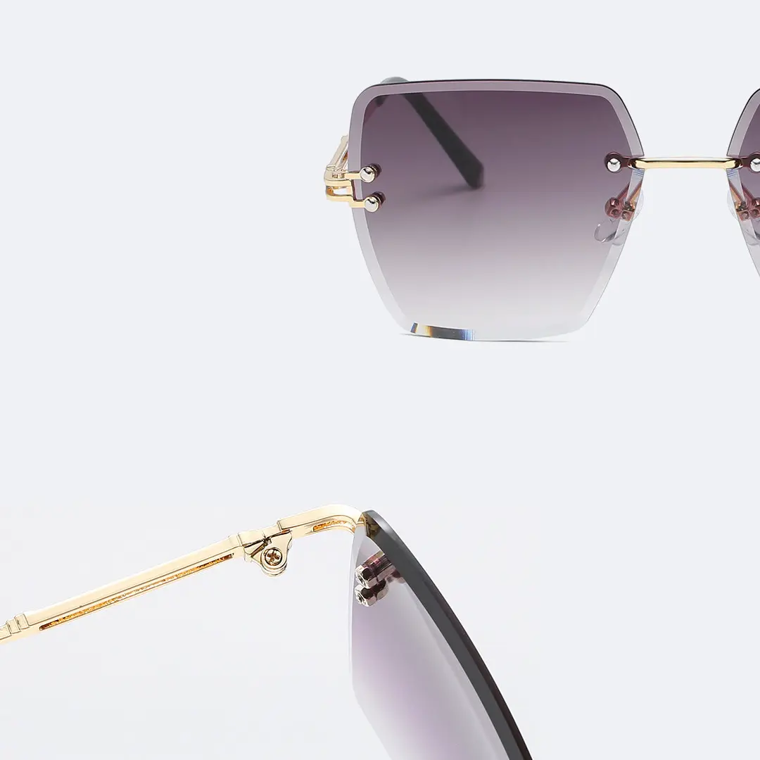 Hinge detail of Tara geometric metal sunglasses GX0082505 in grey