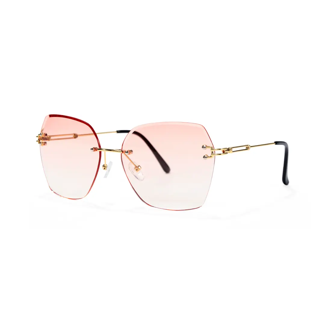 Angle view of Tara geometric metal sunglasses GX0082505 in pink