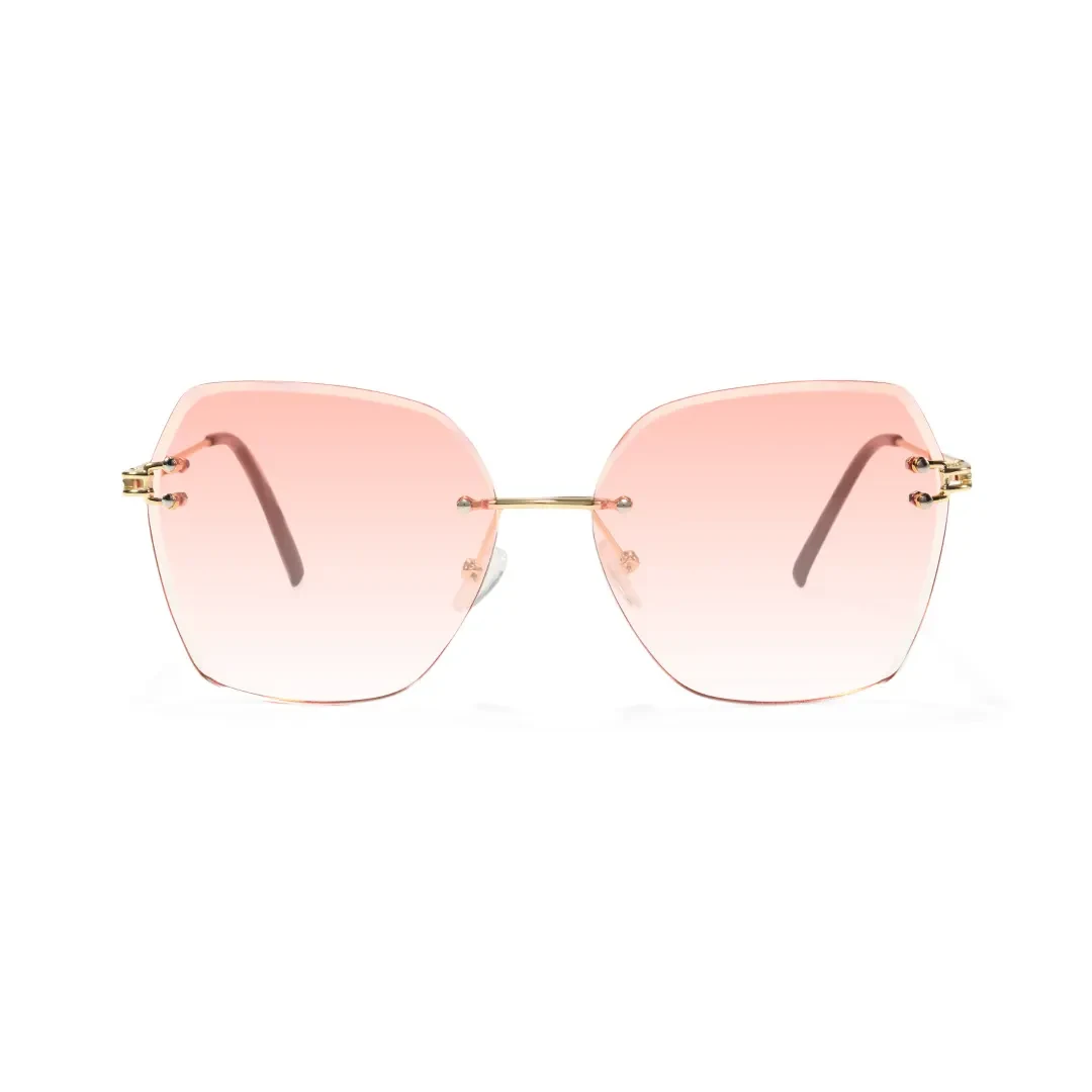 Front view of Tara geometric metal sunglasses GX0082505 in pink