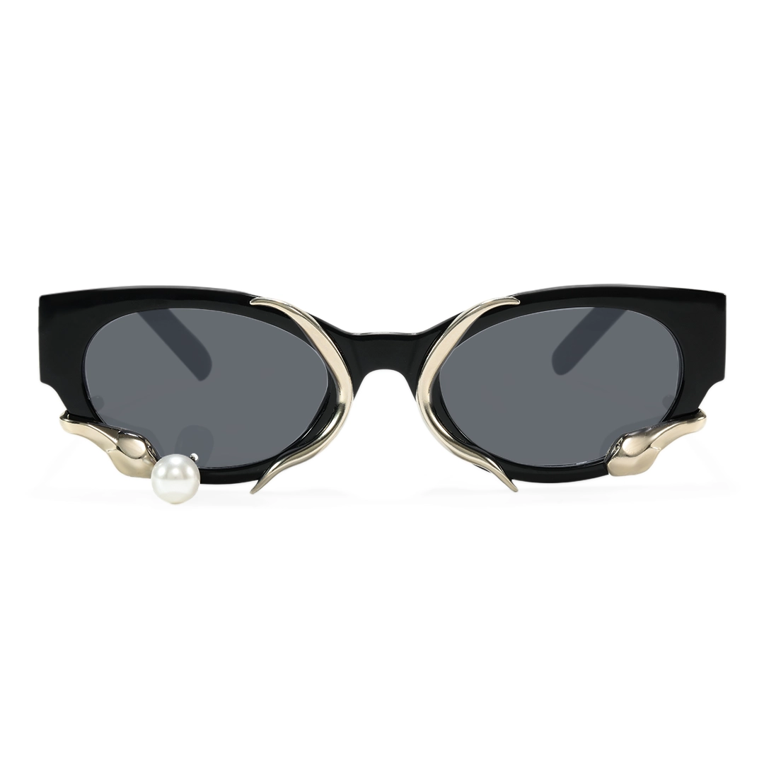 Front view of Sora fashion oval pc sunglasses OL0092506 in black
