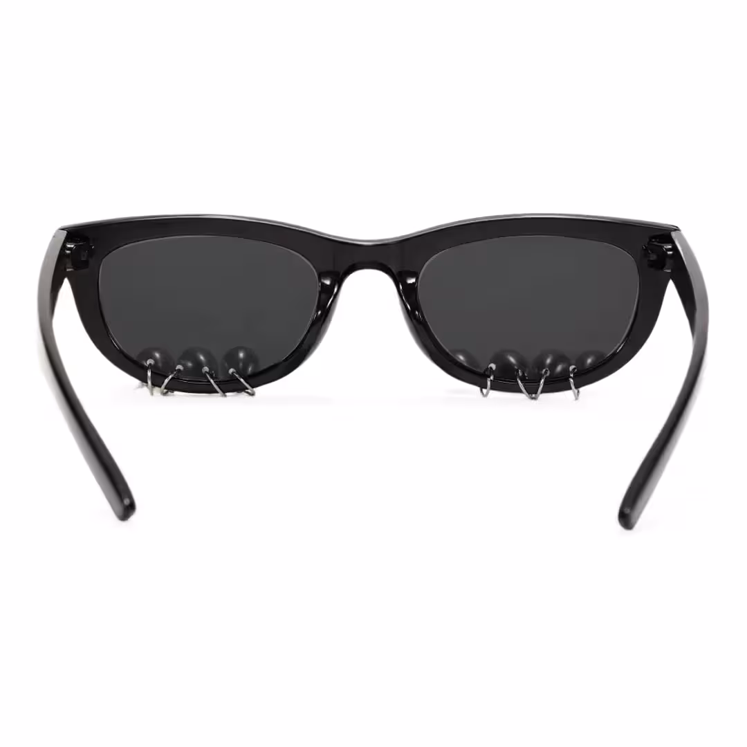 Back view of Zale oval pc handcrafted polarized sunglasses OL0102506 in black