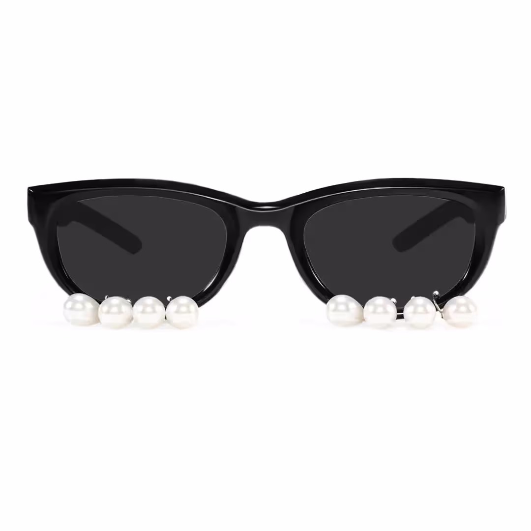 Front view of Zale oval pc handcrafted polarized sunglasses OL0102506 in black