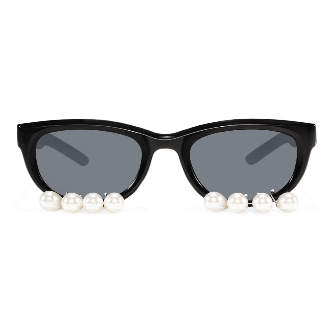 Front view of Zale fashion oval pc sunglasses OL0102506 in black