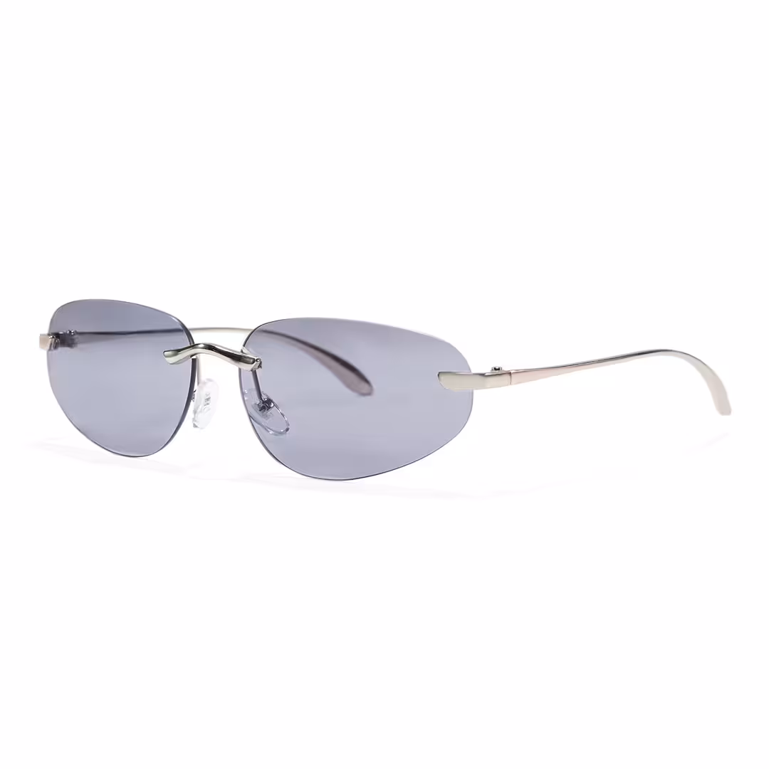 Angle view of Cuth y2k oval metal sunglasses OM0112605 in silver