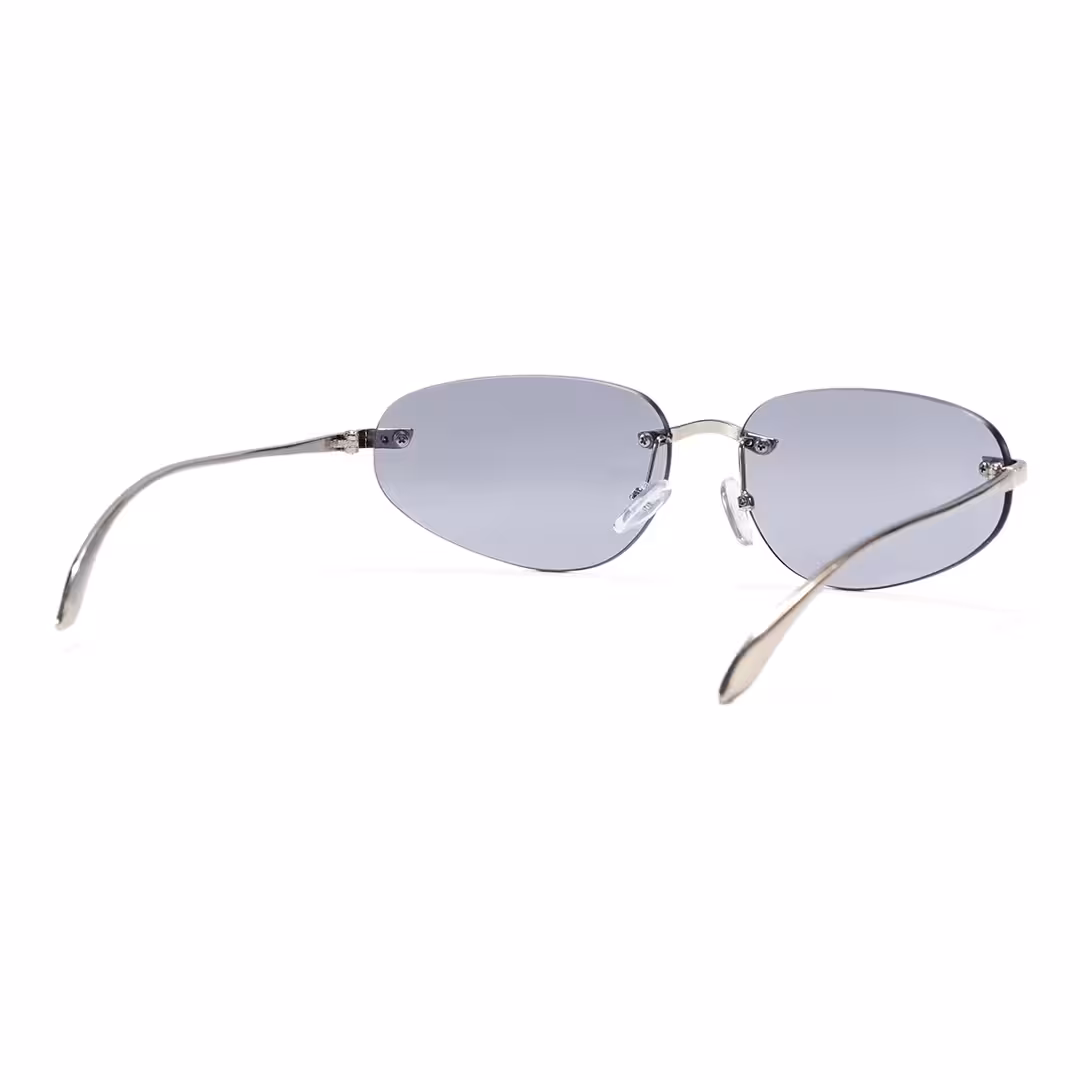 Back view of Cuth y2k oval metal sunglasses OM0112605 in silver
