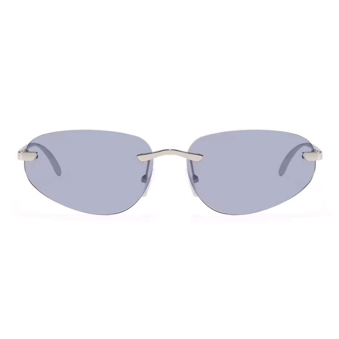 Front view of Cuth y2k oval metal sunglasses OM0112605 in silver