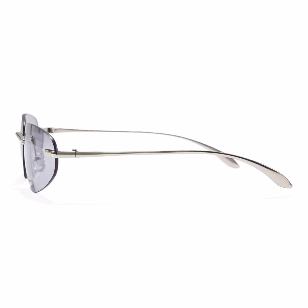 Side view of Cuth y2k oval metal sunglasses OM0112605 in silver