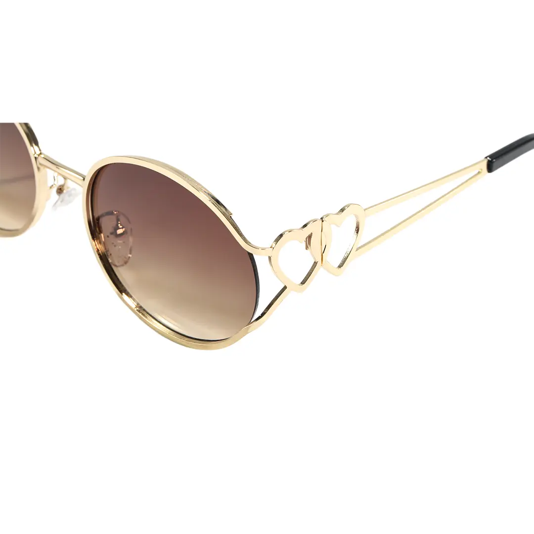 End piece detail of Cressida oval metal sunglasses OM0162603 in gold