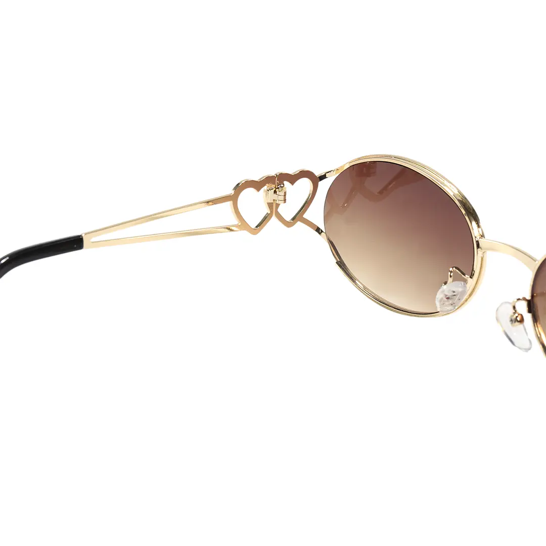 Hinge detail of Cressida oval metal sunglasses OM0162603 in gold