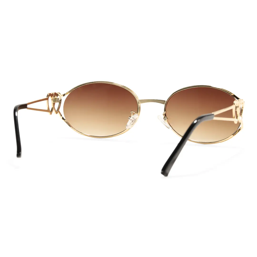 Back view of Cressida y2k oval metal sunglasses OM0162603 in gold