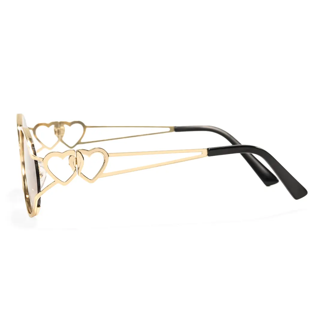 Side view of Cressida y2k oval metal sunglasses OM0162603 in gold