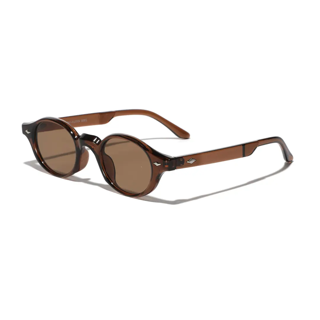 Angle view of Sharon vintage oval pc sunglasses in beige. SPU: OP0062505