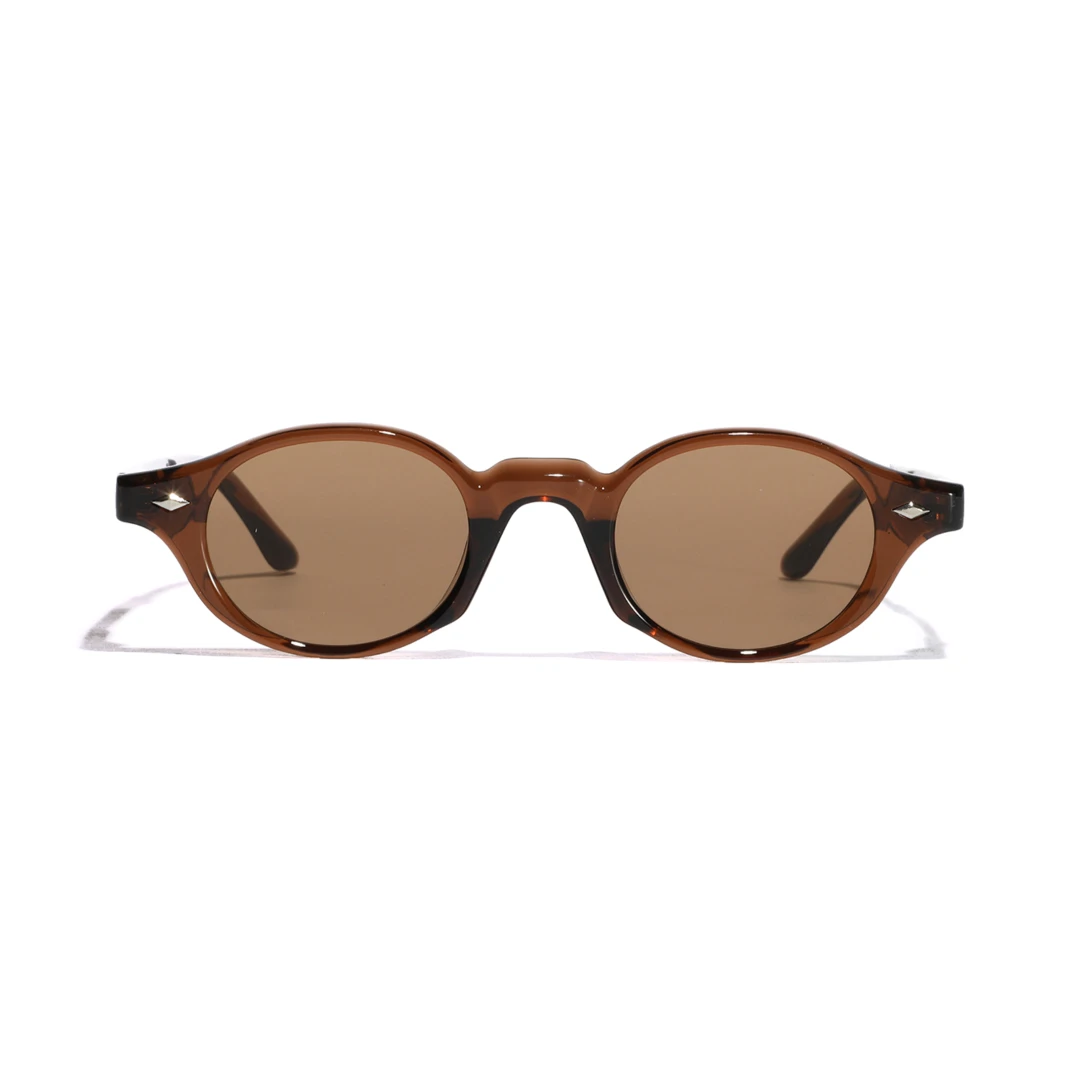 Front view of Sharon vintage oval pc sunglasses in beige. SPU: OP0062505
