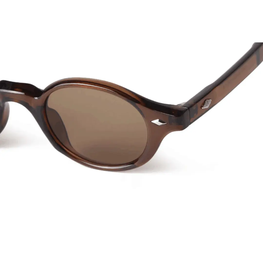 Temple detail of Sharon vintage oval pc sunglasses in beige. SPU: OP0062505