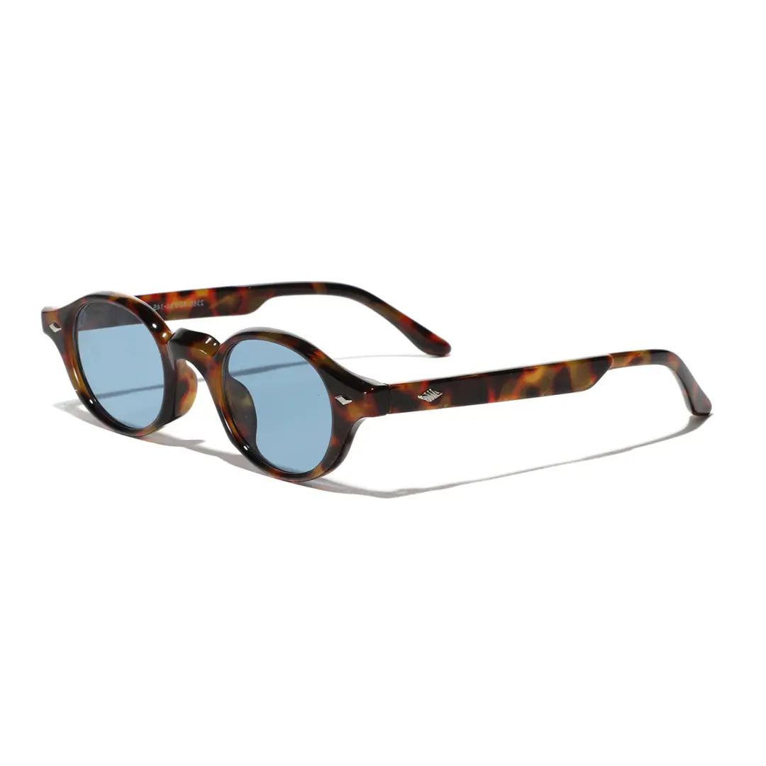 Angle view of Sharon vintage oval pc sunglasses in tortoise. SPU: OP0062505