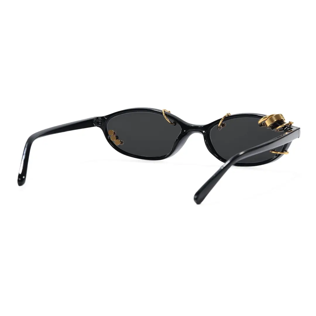 Back view of Epoch oval pc handcrafted polarized sunglasses OP0092604 in gold