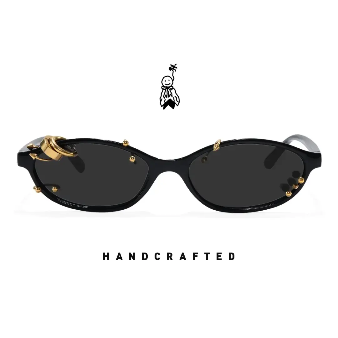 Front view of Epoch oval pc handcrafted polarized sunglasses OP0092604 in gold