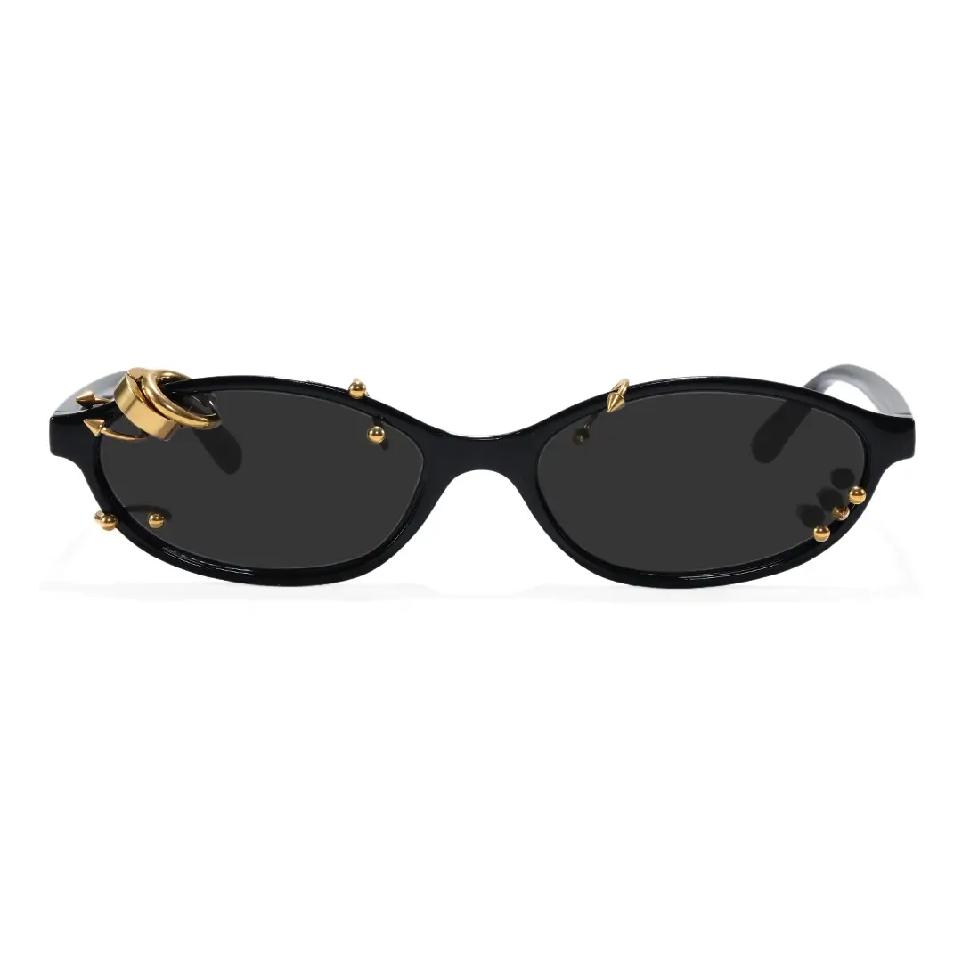 Front view of Epoch oval pc handcrafted polarized sunglasses OP0092604 in gold