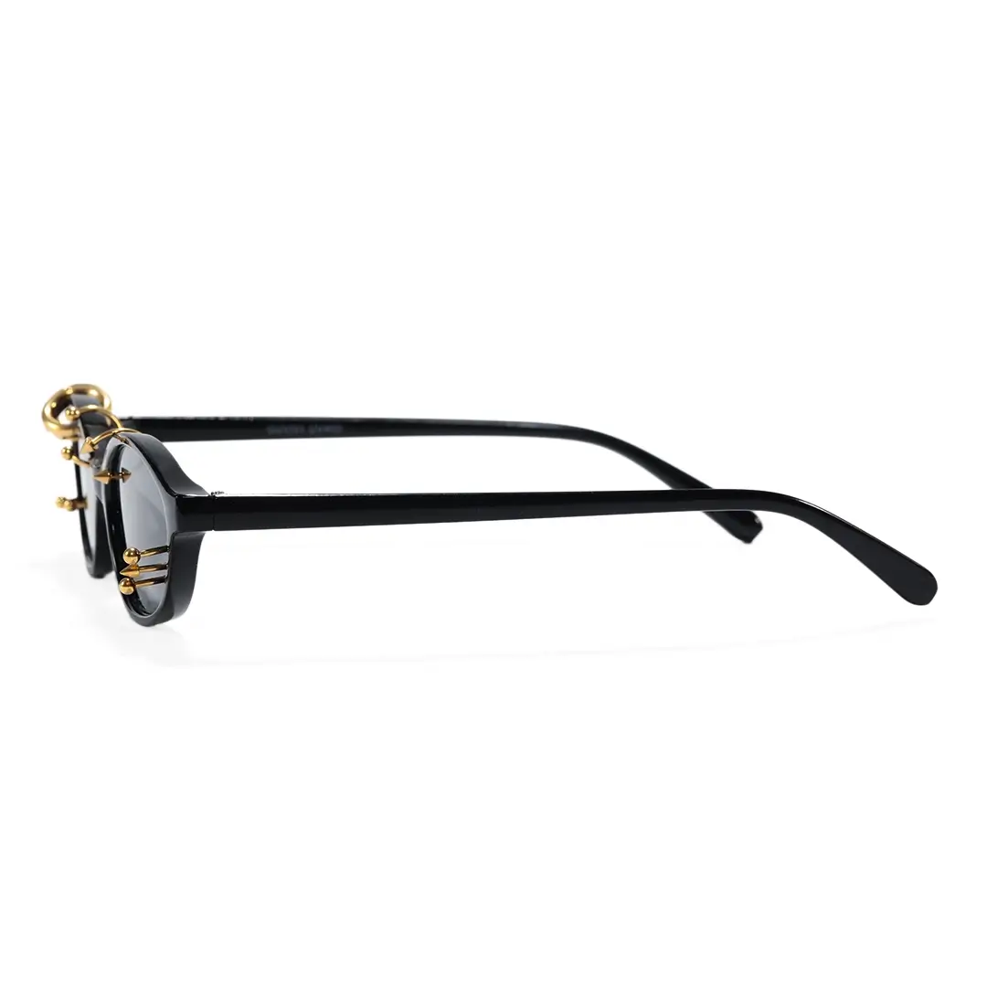 Side view of Epoch oval pc handcrafted polarized sunglasses OP0092604 in gold