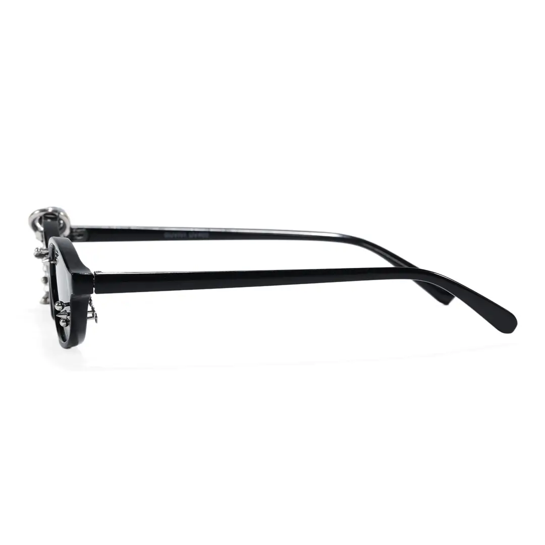 Side view of Epoch oval pc handcrafted polarized sunglasses OP0092604 in silver