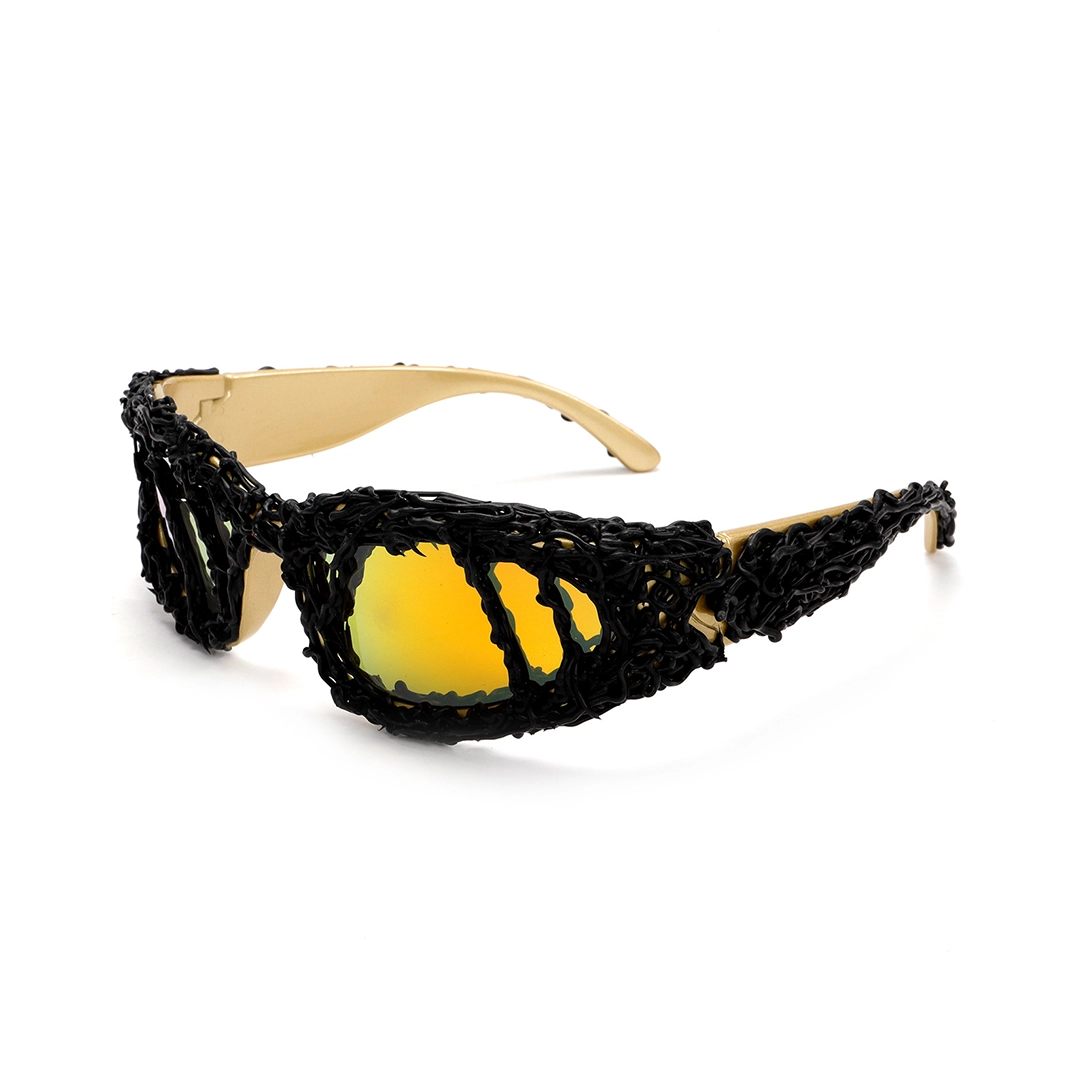 Angle view of Molten oval pc sunglasses OP0102511 in yellow