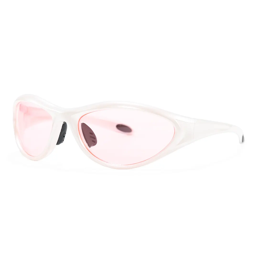 Angle view of Nerissa y2k oval pc sunglasses OP0182603 in pink