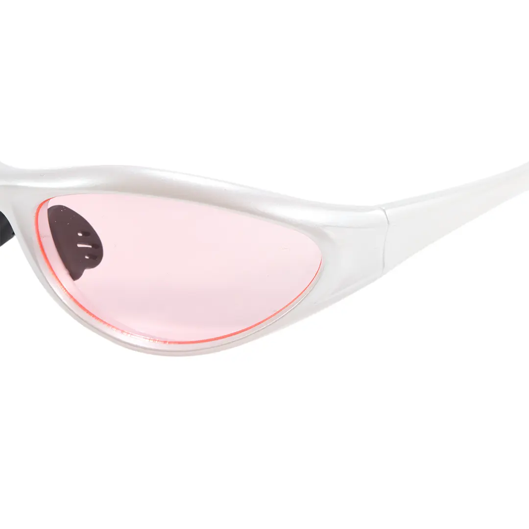 End piece detail of Nerissa y2k oval pc sunglasses OP0182603 in pink