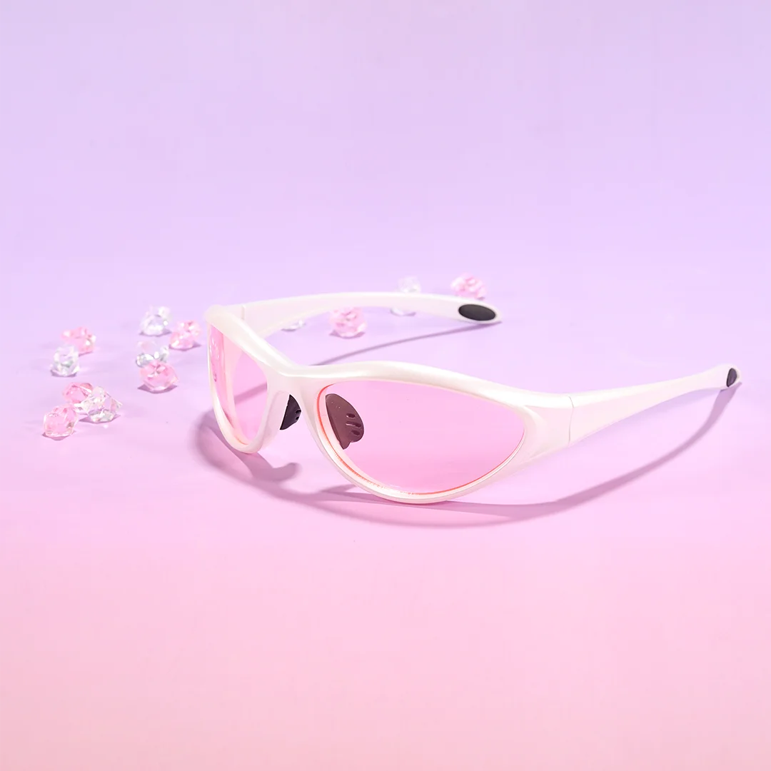 Scene view of Nerissa y2k oval pc sunglasses OP0182603 in pink