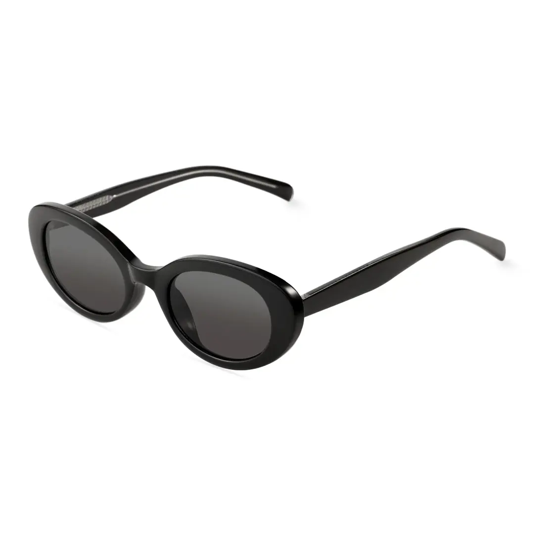 Angle view of Kelvin oval pc sunglasses OP0202409 in black