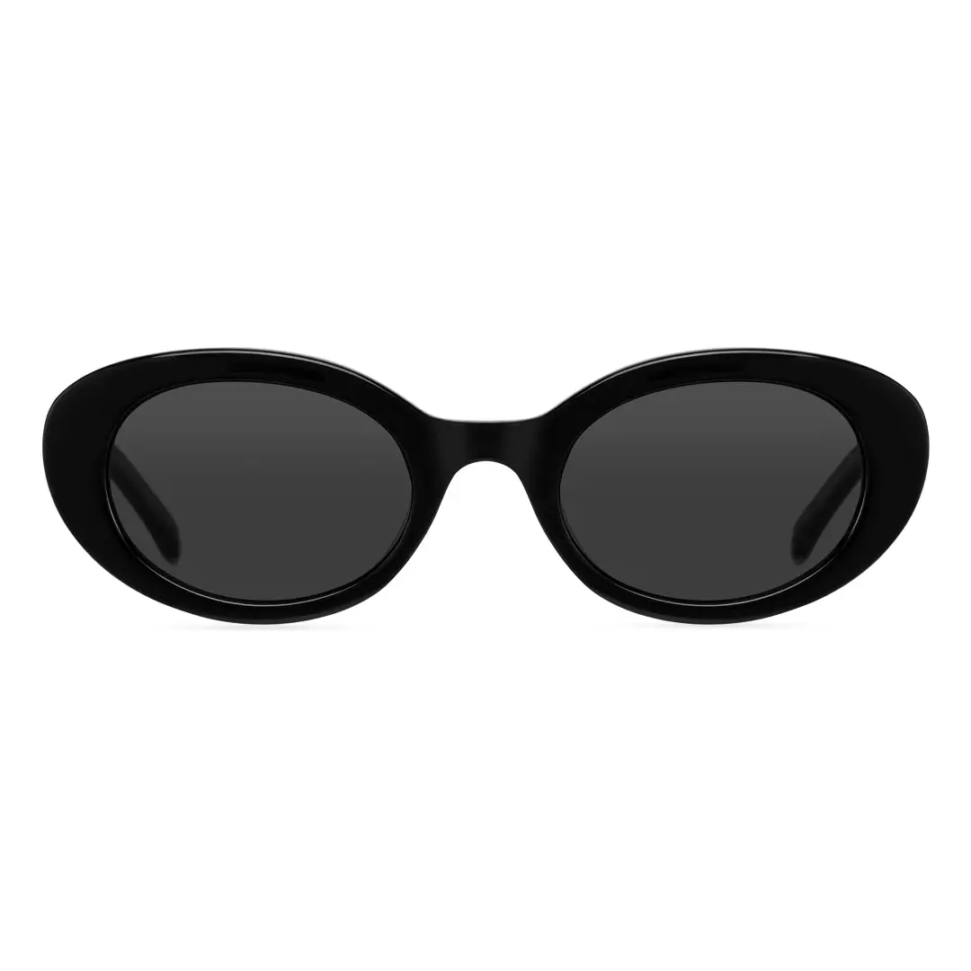 Front view of Kelvin oval pc sunglasses OP0202409 in black