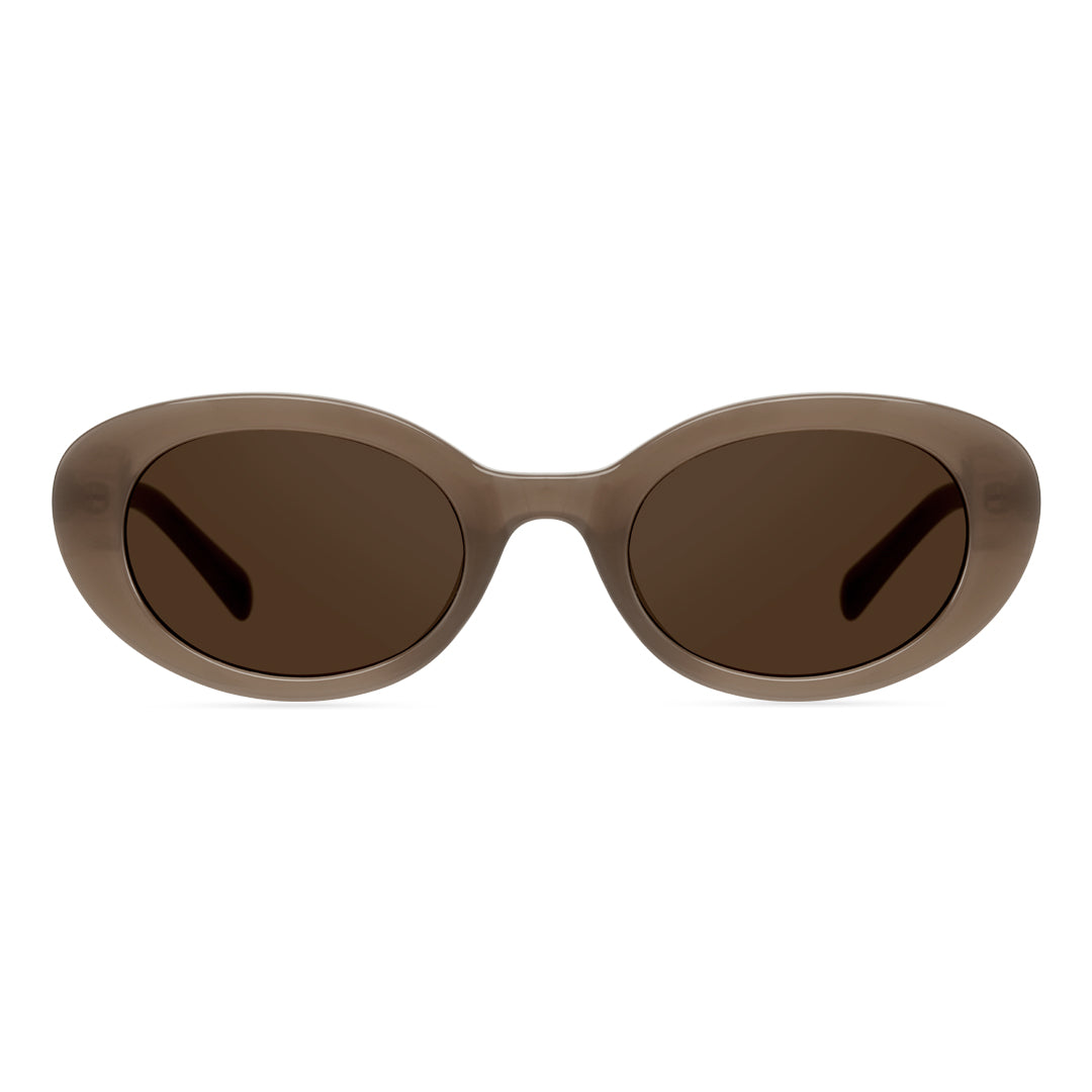 Front view of Kelvin oval pc sunglasses OP0202409 in brown
