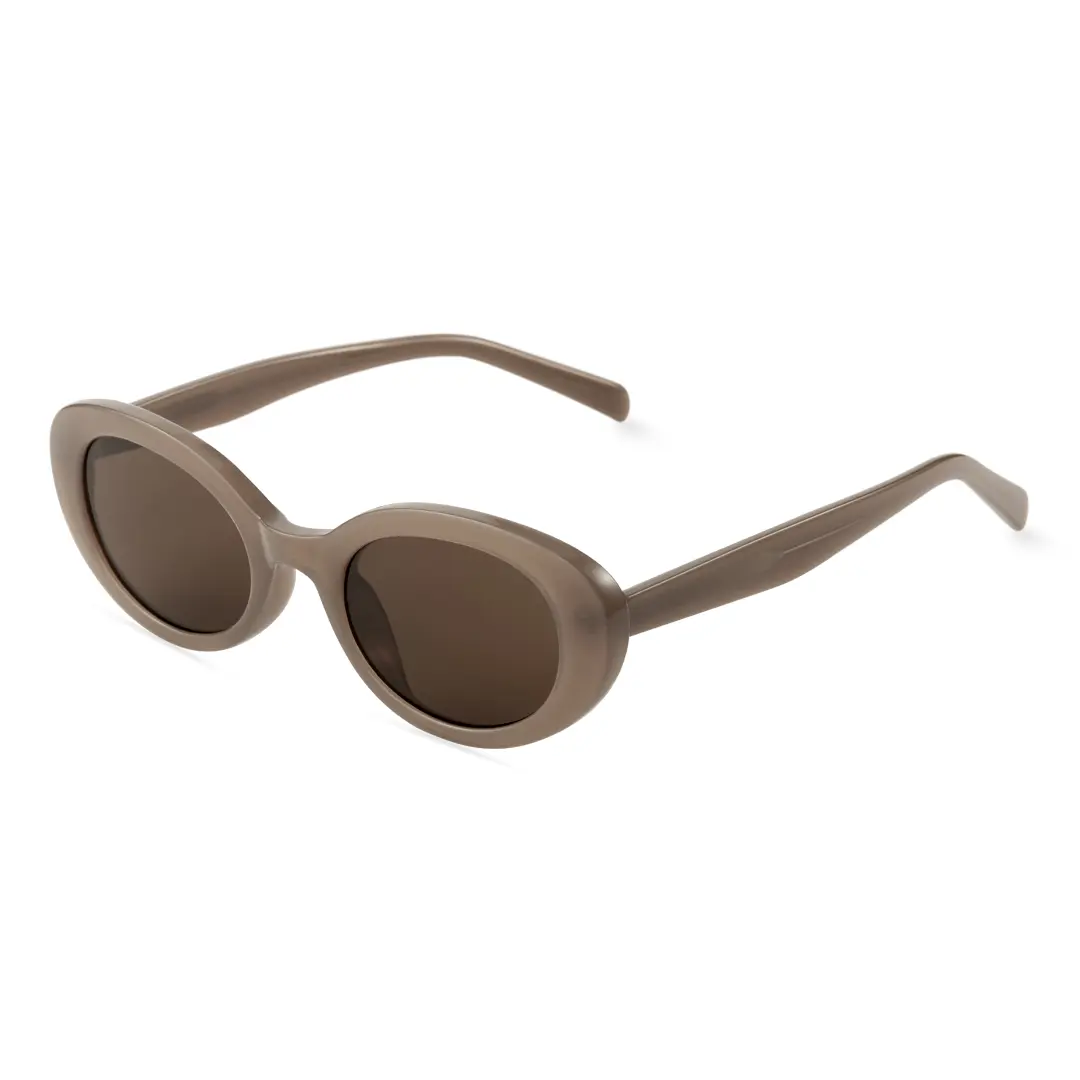 Angle view of Kelvin fashion oval pc sunglasses OP0202409 in brown
