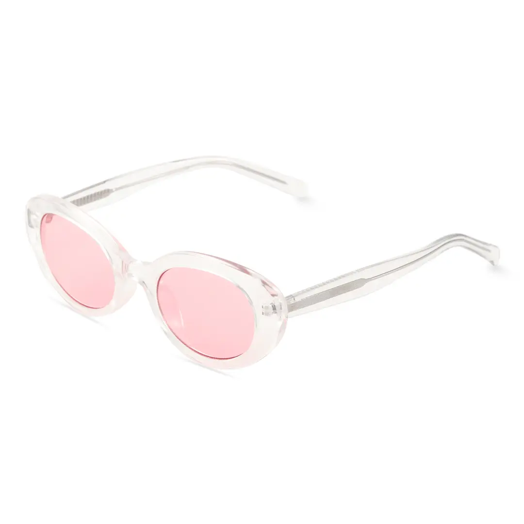Angle view of Kelvin fashion oval pc sunglasses OP0202409 in clear