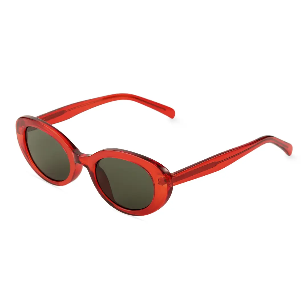 Angle view of Kelvin fashion oval pc sunglasses OP0202409 in red