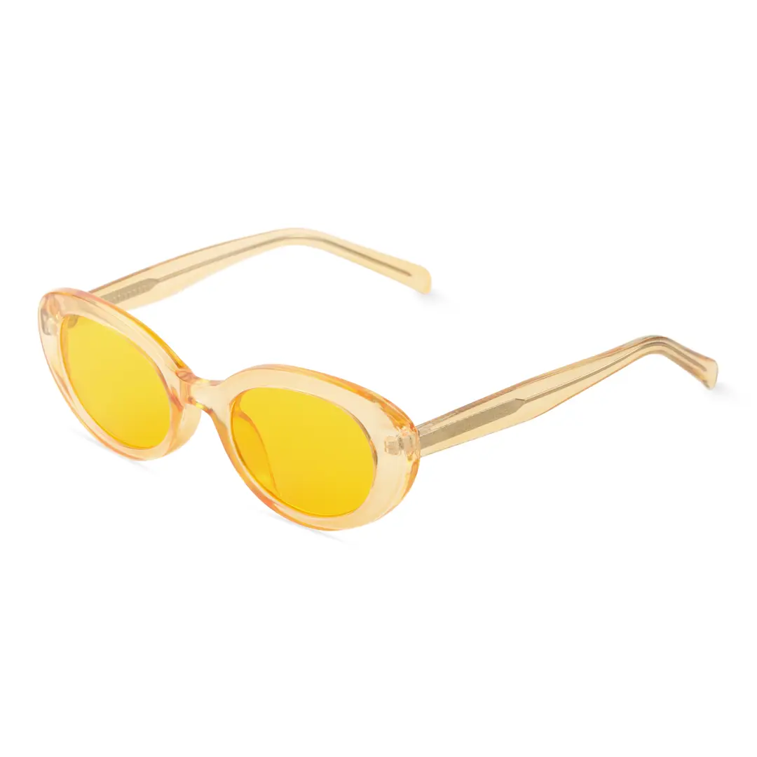 Angle view of Kelvin fashion oval pc sunglasses OP0202409 in yellow