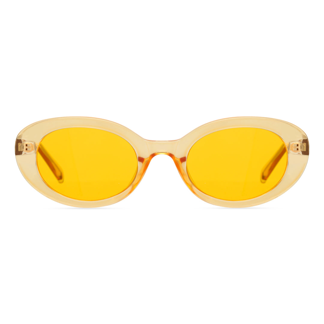 Front view of Kelvin oval pc sunglasses OP0202409 in yellow
