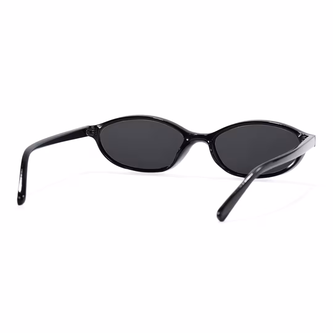 Back view of Calisia oval pc sunglasses in black. SPU: OP0272603
